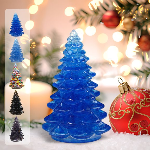 Gifts Under $5 Caoblia Mini Christmas Tree 3.3 Inch Resin Xmas Tree Figurine Ornaments & Presents Artificial Christmas Tree for Holiday Indoor Tabletop Party Decor, Christmas Decorations