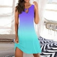thumbnail image 1 of Gifts Usmixi Formal Dresses for Women Beach Fashion Metal Ring Hollow out Slim Tunic Tank Mini Sundress Round Neck Sleeveless Gradient Print Summer Short Dress Purple XXL, 1 of 4