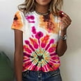 thumbnail image 1 of Gifts Usmixi Shirts for Women Loose Fit Fashion Comfy Breathable Pullover Tees Tops Summer Trendy Tie-Dye Print Short Sleeve Round Neck Ladies Blouses Hot Pink m, 1 of 5