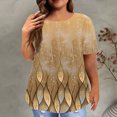 thumbnail image 1 of Gifts Usmixi Shirts for Women Plus Size Fashion Lightweight Tunic Tee Tops Summer Trendy Marbled Print Short Sleeve Round Neck Ladies Blouses Gold XXXL, 1 of 6