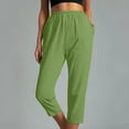 thumbnail image 1 of Gifts Usmixi Womens Capris Casual Solid Elastic Waist Breathable Comfy 3/4 Pants Plus Size Loose Straight Leisure Cropped Trousers with Pocket Green XXL, 1 of 6