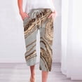 thumbnail image 1 of Gifts Usmixi Womens Drawstring Elastic Waist Capri Pants Fashion Marbled Print Plus Size Straight 3/4 Pants Summer Comfy Linen Pocket Cropped Trousers Beige m, 1 of 5