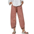 thumbnail image 1 of Gifts Usmixi Womens High Waist Pants Vintage Ethnic Style Graphics Plus Size Trousers Loose Irregular Straight Cotton Linen Leisure Long Pants with Pocket Khaki l, 1 of 4