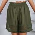 thumbnail image 1 of Gifts Usmixi Womens Summer Elastic Waist Shorts Beach Sexy Lace Hollowed Loose Short Pants Solid Wide Leg Shorts with Pocket Army Green s, 1 of 6