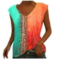 thumbnail image 1 of Gifts Usmixi Womens Tank Tops Beach Fashion Plus Size Comfy Lightweight Tshirts Vest Summer Trendy Tie-Dye Print V-Neck Sleeveless Shirts Blouse Mint Green XL, 1 of 6