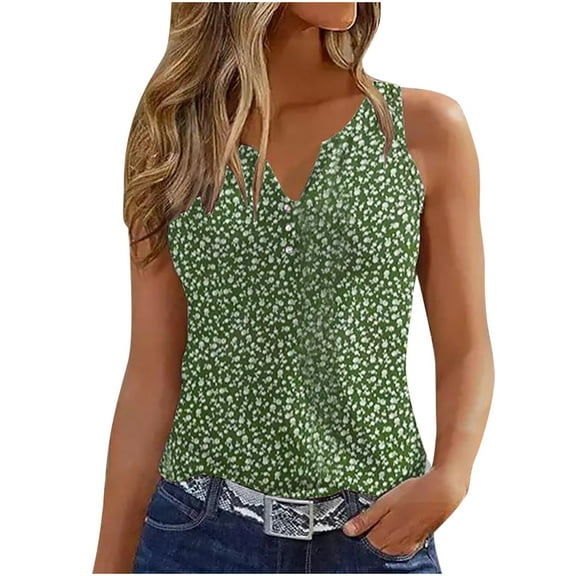 Gifts Usmixi Womens Tank Tops Beach Fashion Slim Fit Lightweight Button up Tshirts Vest Summer Trendy Marbled Print V-Neck Sleeveless Shirts Blouse Green m