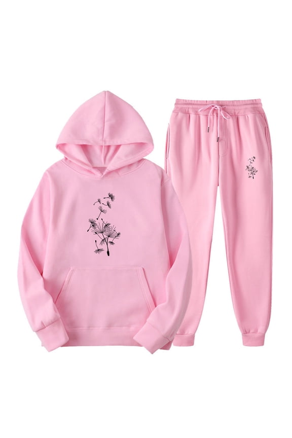 Gifts Usmixi Womens Tracksuits Set Hoodie 2 Piece Outfits for Women Fashion Dandelion Graphics Hooded Sweatshirt Jogger Pant Sweatsuit Set with Pocket Ladies Lounge Sets