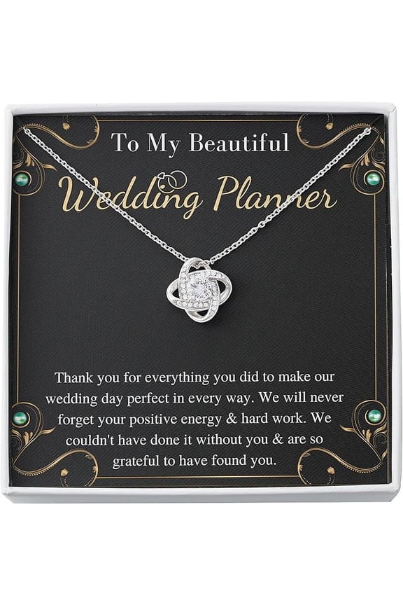 Gifts For Wedding Planner Necklace, A Truly Amazing Event Planner Appreciation Gift On Wedding, jewelry From Bride And Groom Stainless Steel Cable Chain Necklace with Message Card