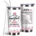 thumbnail image 1 of Gifts for Wife, 20 Oz Wife Tumbler with Brush & Straw, I Am Not Spoiled My Husband Just Loves Me Tumbler, Gifts for Her, Wife Cup, Wedding, Birthday, Valentine''s Day Gifts for Wife, 1 of 6