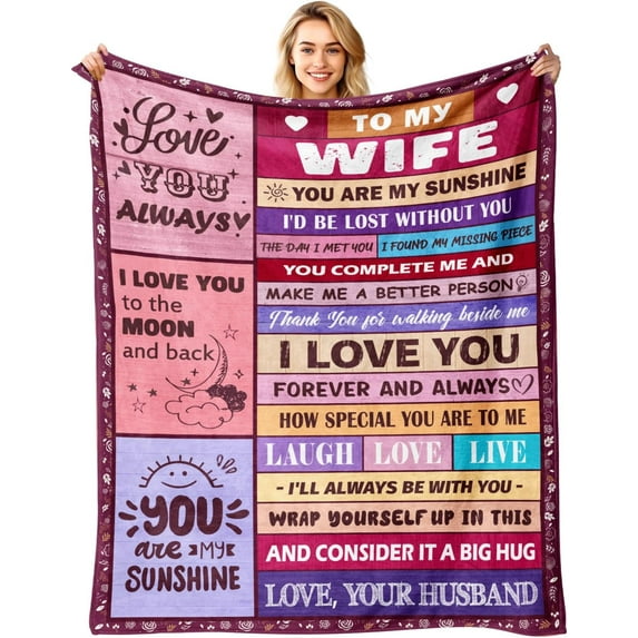 Gifts for Wife - Anniversary Wedding Gifts for Women - Mothers Day | Birthday Gifts for Wife from Husbend - To My Wifey Blanket - Christmas Valentines Day Gifts for Her - Throw Blanket