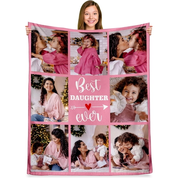 Gifts for Wife,Best Wife Ever Gifts Personalized Blanket, Custom Blanket with Photos, Birthday Gifts for Wife from Husband, Customized Throw Blanket Unique Gift Ideas for Valentine's Day Blankets
