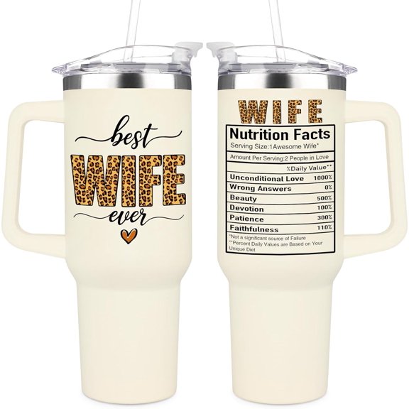 Gifts for Wife - Birthday Gifts for Wife from Husband - Chrismas Gifts for Wife - 40oz Wifey Coffee Cup with Handle - Mothers Day Christmas Gifts for Wife