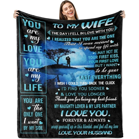 Gifts for Wife Blanket 60"X50",Wife Birthday Gift Ideas,Wife Birthday Gifts from Husband,Christmas Birthday Gifts for Wife,Romantic Anniversary Wedding Gifts for Wife,Best Wife Ever Gifts