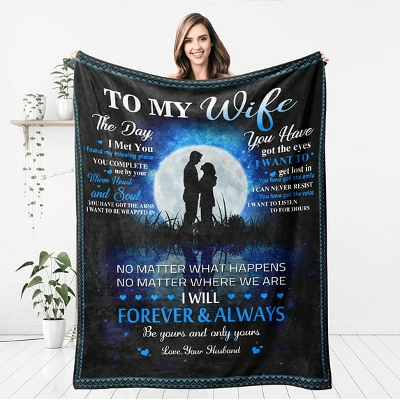 Gifts for Wife Blanket from Husband, to My Wife Gifts from Husband, Wedding Anniversary Romantic Gifts for Her, Wife Birthday Gift Ideas, Birthday Gifts for Wife, for Her Throw Blanket 50"x60"