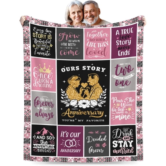 Gifts for Wife Blanket for Men Women Wife Her Couple, Romantic Marriage Gifts for Her Throw Blanket,Happy Anniversary to My Wife from Husband, Valentines Gift Idea 50x60
