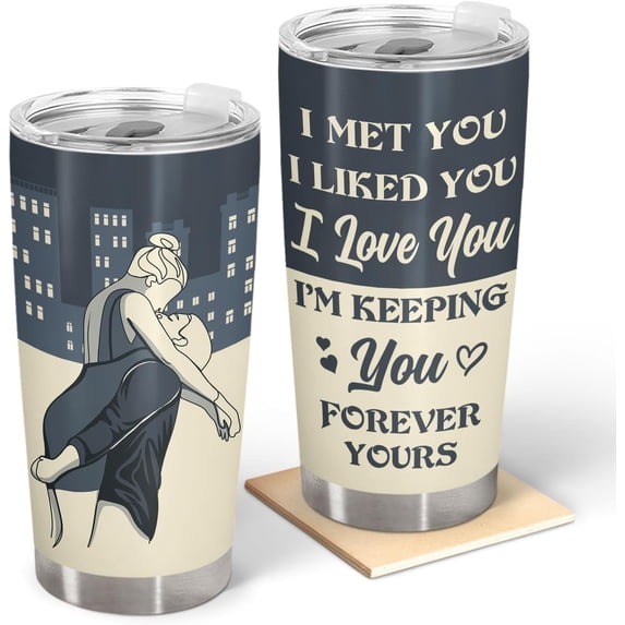 Gifts for Wife from Husband - Romatic Valentines day gifts for Her Him, Xmas, Anniversary, Birthday Gift - Stainless Steel Tumbler 20oz - I Met You I Liked You I Love You