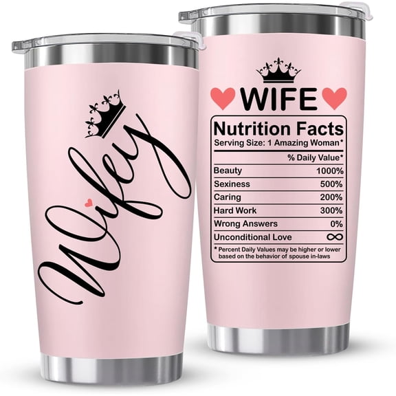 Gifts for Wife from Husband - Wife Birthday Gift Ideas, Anniversary Wedding Gifts for Wife, Her - Romantic I Love You, Wifey Gifts, Fiance Gifts, Presents for Her - To My Wife Pink Tumbler Cup