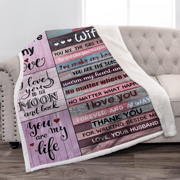 Gifts for Wife from Husband, Wife Birthday Gift Ideas, Birthday Gifts for Wife, Wedding for Wife, to My Wife Blanket from Husband, Couples Gifts for Husband Wife Soft Blanket 50"X60"