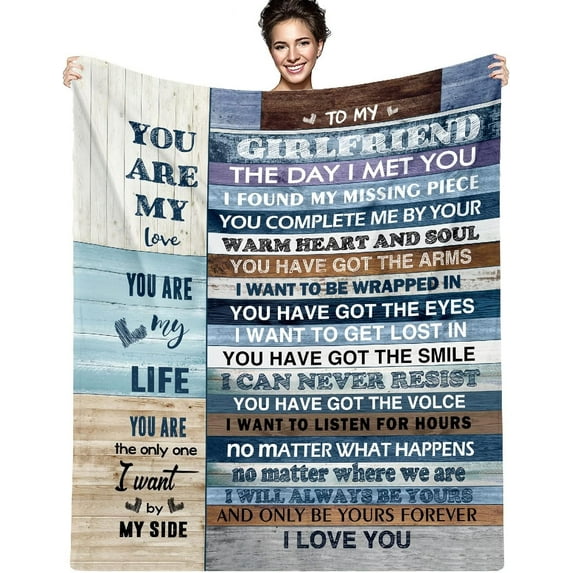 Gifts for Wife from Husband to My Wife Blanket, Personalized Throw Female Birthday Gifts, Romantic Gifts Birthday Christmas Valentine's Mother's Day Healing Bed Blanket (Grey-To Wife-130 * 150)