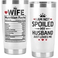 thumbnail image 1 of Gifts for Wife from Husband, Wife Gifts, I Am Not Spoiled My Husband Just Loves Me Tumbler Cup 20 Oz, Anniversary Wedding, Wife Birthday Gift Ideas, Mothers Day, 1 of 6