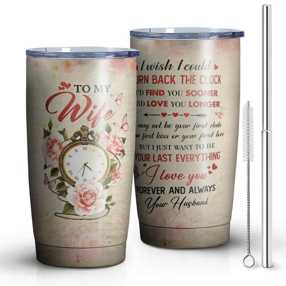 Gifts for Wife from Husband - Wife Gifts - Valentines day Gifts for Wife - Happy Anniversary Wedding Gifts for Her - Wife Birthday Gift Ideas - Romantic Gifts for Her - 20 Oz I Love You Wife Tumbler