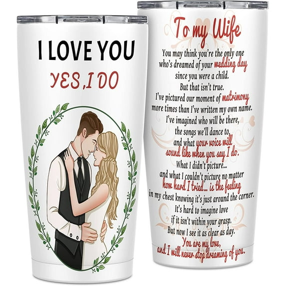 Gifts for Wife Ideas Tumbler, Gifts for Her from Husband, 20oz Travel Tumbler Romantic Gifts, I Love You Gifts for Her, Couple Wedding Anniversary Valentines Day Birthday Christmas Gifts