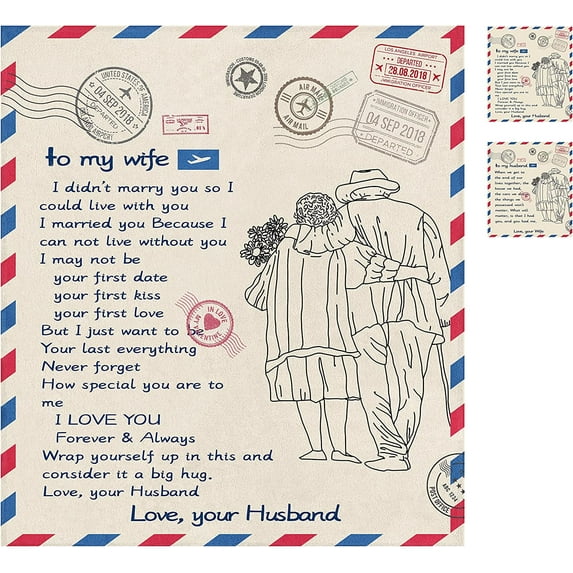 Gifts for Wife, Wedding Anniversary Romantic Gifts for Her,to My Wife Gifts from Husband,Christmas Valentines Birthday Gifts for Wife, Wife Blanket (Small 50x60 Inches)