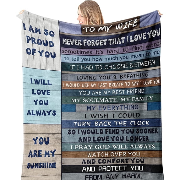 Gifts for Wife, Wife Birthday Gift Ideas, Gifts for Wife Blanket 60"X50", Anniversary Wedding Gifts for her, Romantic Gifts for her, to My Wife Christmas, Valentine''s Day, Blanket