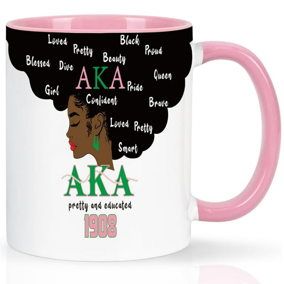 Gifts for Women, Aka Mug, Aka Coffee Mug, Aka Cup, Aka Sorority Gifts, Alpha Kappa Alpha Paraphernalia Sorority Gifts, Christmas Gifts, Aka Gifts, Futtumy Pink 11 fl oz Coffee Mugs Ceramic Mug Tea Cup