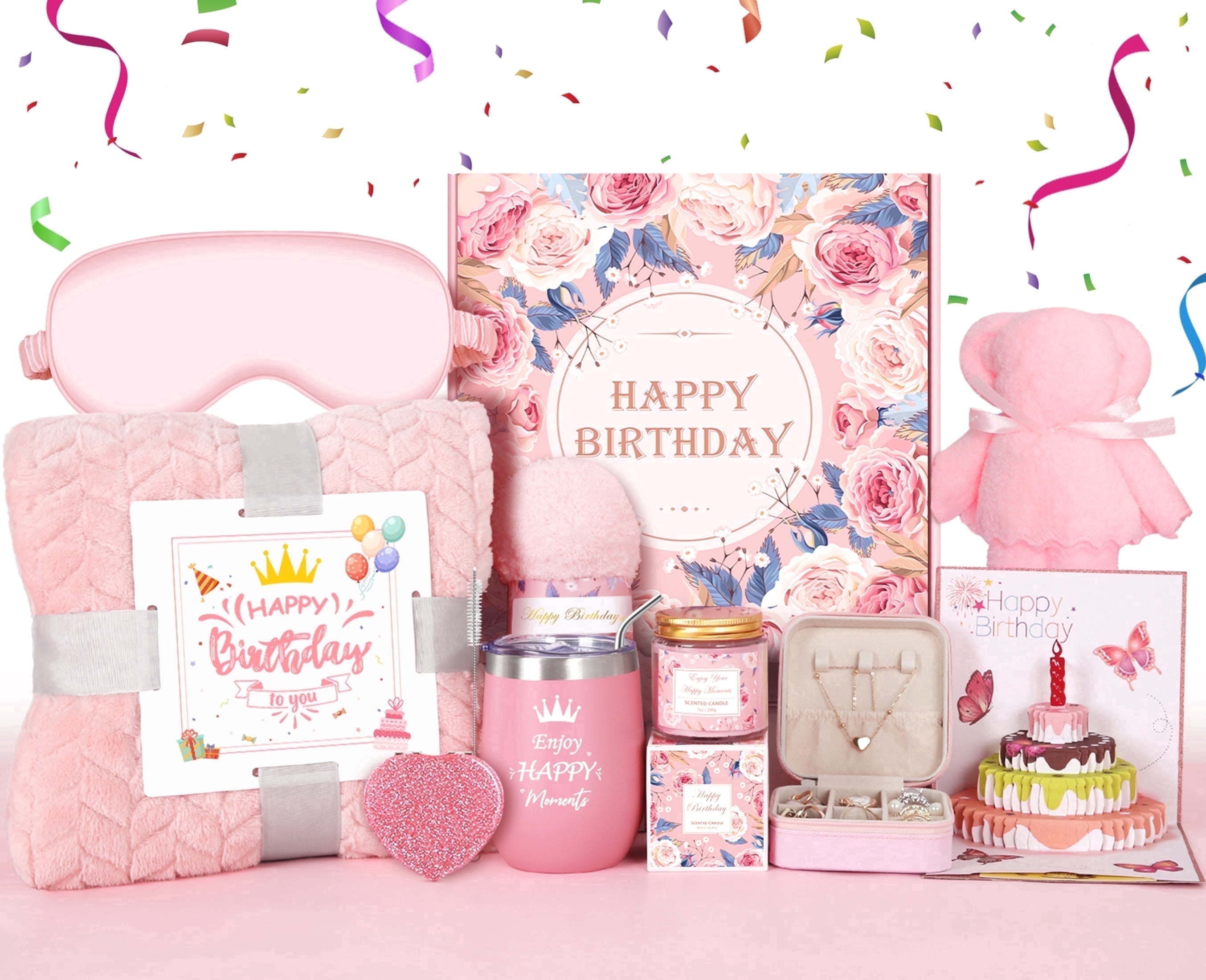 Birthday Gifts for Women, Unique Luxury Self Care Box Gift,Get Well Soon Gifts Basket for Women, Flower Relaxing Spa Gift Basket Bath Set