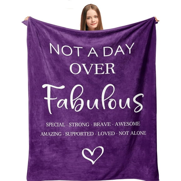Gifts for Women, Birthday Gifts for Women Friendship, Sister/Mom/Best Friend Birthday Gift Idea, Unique Birthday Gifts for Her, Purple Throw Blanket 60 x 50, Not a Day Over Fabulous Gifts