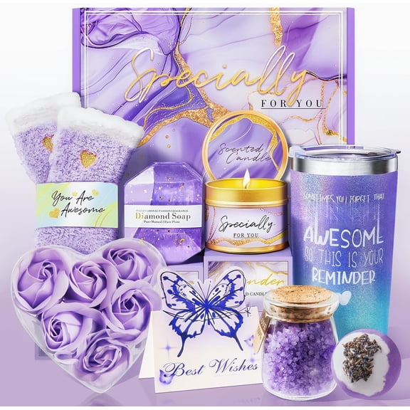 Gifts for Women, Birthday Gifts for Women, Happy Birthday Gifts Basket for Woman,Lavender Relaxing Gifts Basket for Female Wome n Sister Mom Wife Her Girlfriend Coworker