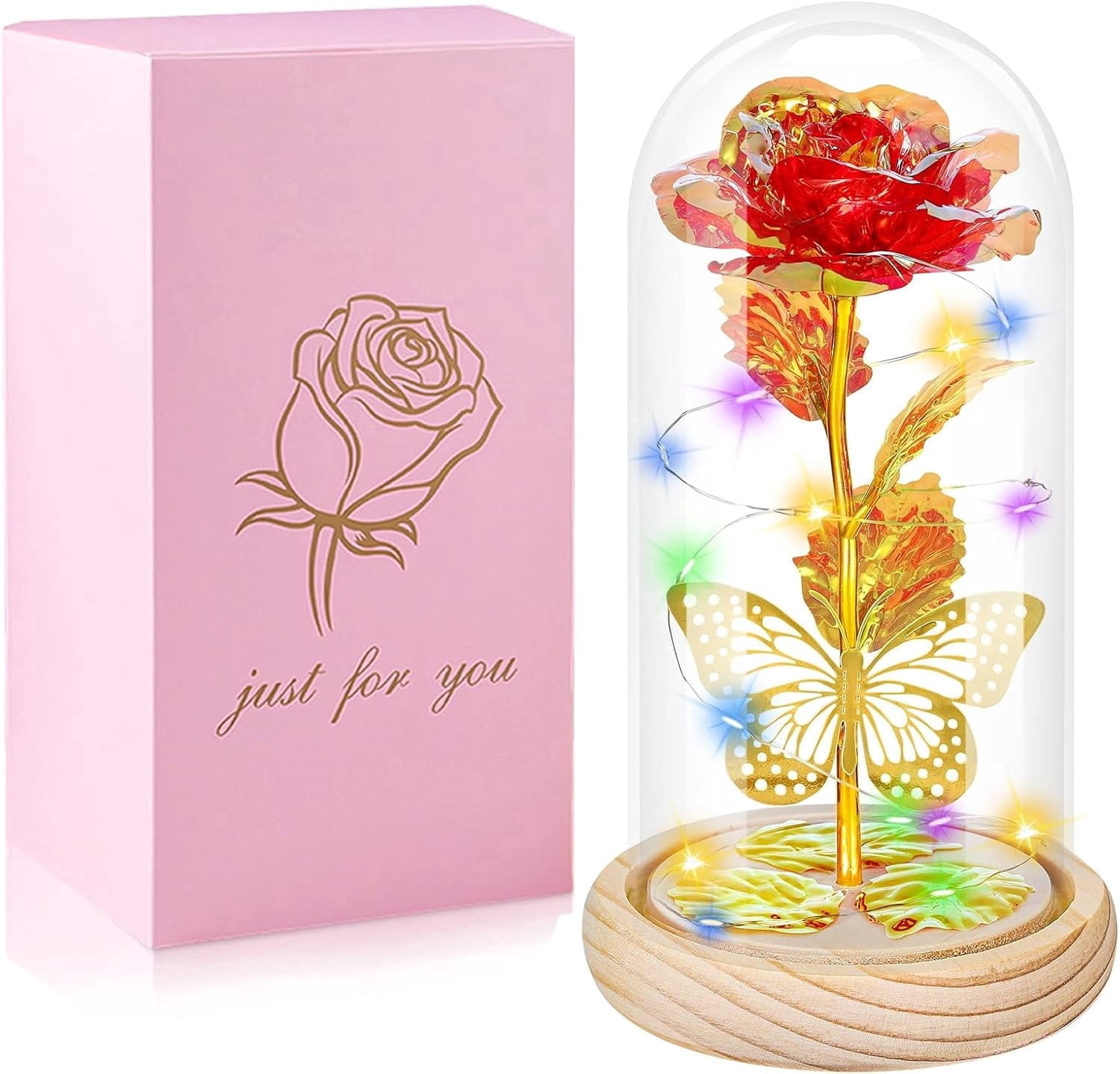 Gifts for Women Christmas Rose Gifts Flowers for Women,Birthday Gifts for Women,Womens Gifts for Christmas,Purple Butterfly for Mom Grandma,Sister,Her,Wife,Valentines Day