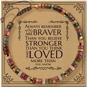 NURFORTA Gifts for Women Healing Natural Stone Bracelets with Positive Affirmations - Inspirational Gifts Jasper Bracelet - Get Well Soon Gifts for Mom Aunt Grandma Daughter in Law