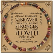 NURFORTA Gifts for Women Healing Natural Stone Bracelets with Positive Affirmations - Inspirational Gifts Jasper Bracelet - Get Well Soon Gifts for Mom Aunt Grandma Daughter in Law
