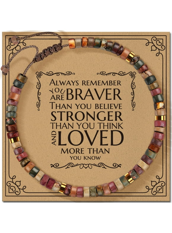 Gifts for Women Healing Natural Stone Bracelets with Positive Affirmations - Inspirational Gifts Jasper Bracelet - Get Well Soon Gifts for Mom Aunt Grandma Daughter in Law