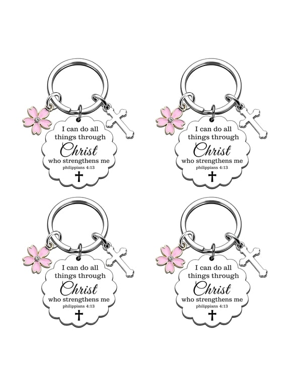 Gifts for Women Keychain Faith Based Gifts for Christian Women | Christian Decor Bible Verse Cross Keychain I Can Do All Things Through Christ Keyring Bible Accessories for Easter Christmas