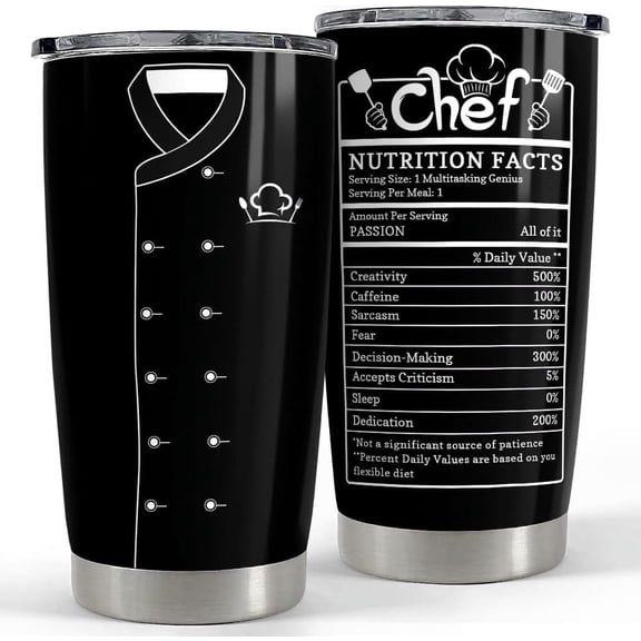Gifts for Women Men Chef Tumbler 20oz Chef Stainless Steel Insulated Tumblers Coffee Travel Mug Cup Chefs Gifts for Birthday Christmas Cook Lovers Gift