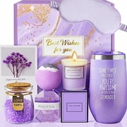 Gift Baskets for Women Mothers Day Birthday Christmas Valentines Day Unique Gifts for Women Mom Lavender Spa Gift Basket - BEST WISHES FOR YOU!