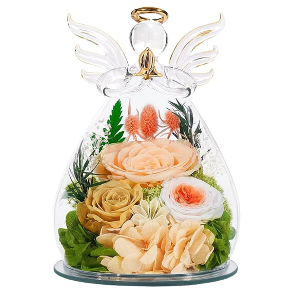 Gifts For Women Preserved Rose Forever Flower In Glass Angel Figurine Fresh Flowers For Delivery Mothers Day Birthday Gifts For Mom Grandma Wife Sister Mothers Day Flower Mom Birthday Gifts Champagne