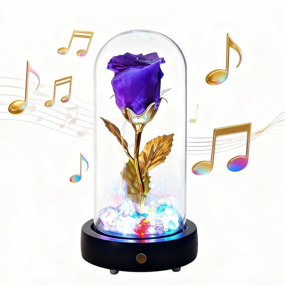 Gifts for Women Preserved Rose Forever Flower in Glass Dome, Forever Flowers with Touch Light Up and Music Box Valentines Mothers Day Birthday Gifts for Mom Grandma Sister Wife Her Daughter