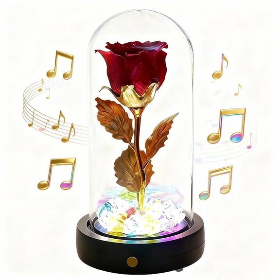 Gifts for Women Preserved Rose Forever Flower in Glass Dome, Forever Flowers with Touch Light Up and Music Box Valentines Mothers Day Birthday Gifts for Mom Grandma Sister Wife Her Daughter