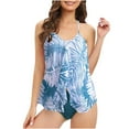 thumbnail image 1 of Gifts Wycnly Womens Two-Piece Swimsuits Summer Irregular Hem Juniors Swimsuits Bathing Suits Sleeveless V-Neck Tie-Dye Print Swimwear Green S, 1 of 4