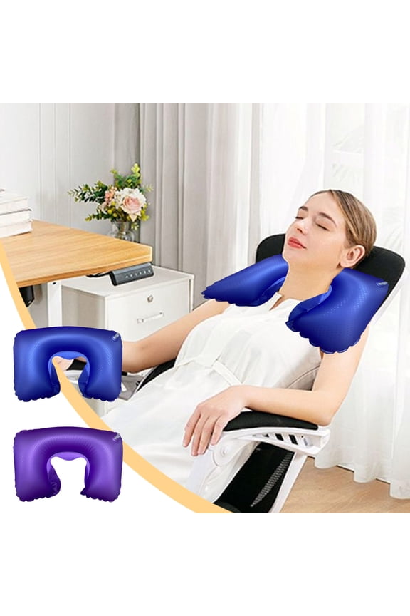 Gifts for Her Wzzjkit Neck Pillow, Travel Pillow Comfortable PVC Flocked U Shaped Cushion for Outdoor Home Use Portable Inflatable Cervical Support Pillow with Soft Velour Cover Neck Pillow Airplane