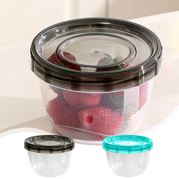 Gifts YYV 473ML Round Clear Scale Marked Refrigerator Storage Container Airtight Soup Lunch Preservation Box Stackable Leakproof Food Packaging Organizer For Fridge Pantry Meal Prep