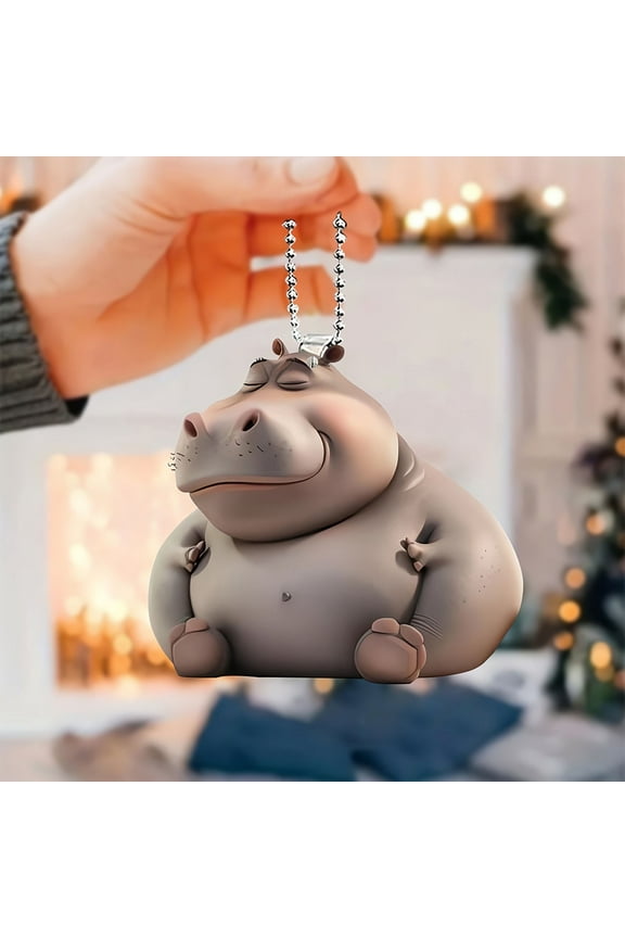 Gifts YYV Acrylic Hippo Nap Time Pendant, Key Chain Accessory for Car Rearview Mirrors, Cute Backpack Charm, Decorative Hanging Ornament