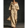 thumbnail image 1 of Gifts YYV Two Piece Sets for Women Casual Two Piece Outfit Oversized Button Down Shirt High Waist Pleated Wide Leg Pants Matching Tracksuit Set Khaki XXXL, 1 of 7