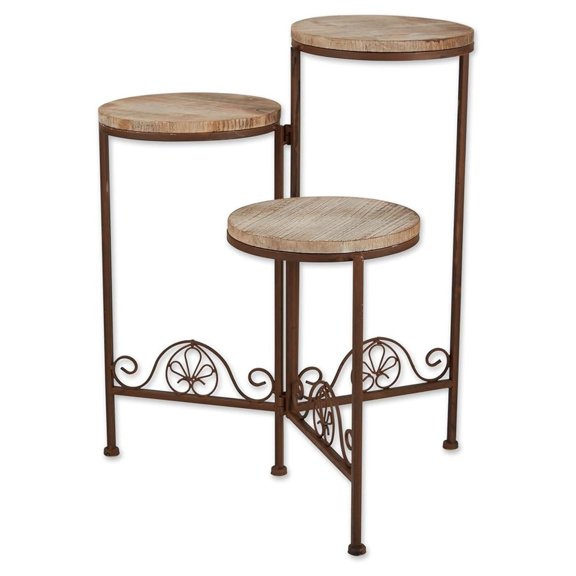 Gifts and Decor Rustic Finish Triple Planter Table Set
