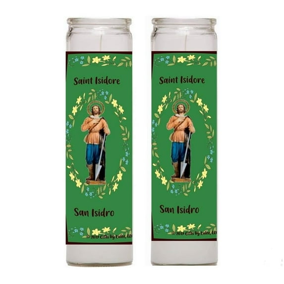 Gifts by Lulee, LLC Isidro Labrador Isidore The Farm Labourer Set of 2 Candles 2 Velas Patron of Madrid Agriculture Farmers Day Labourers