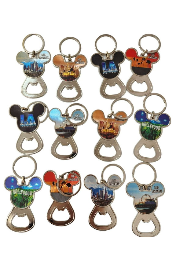 Los Angeles Bottle Souvenir Keychain, Multicolor, 12 Count